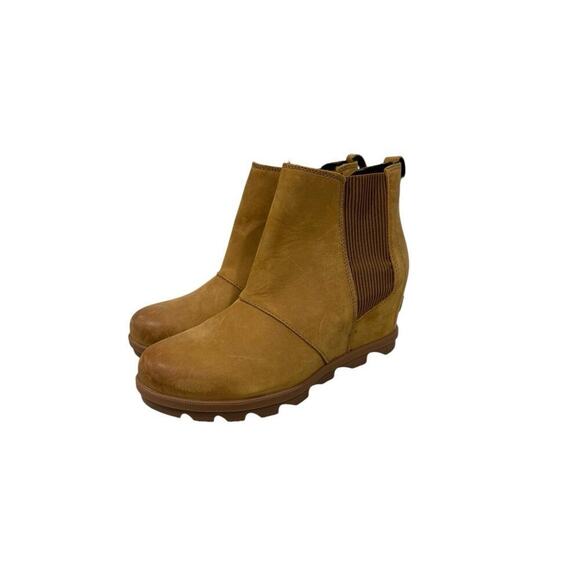 NWT Sorel Women's Joan Of Arctic Wedge II Chelsea Boot CAMEL BROWN Size 11 - Picture 1 of 13